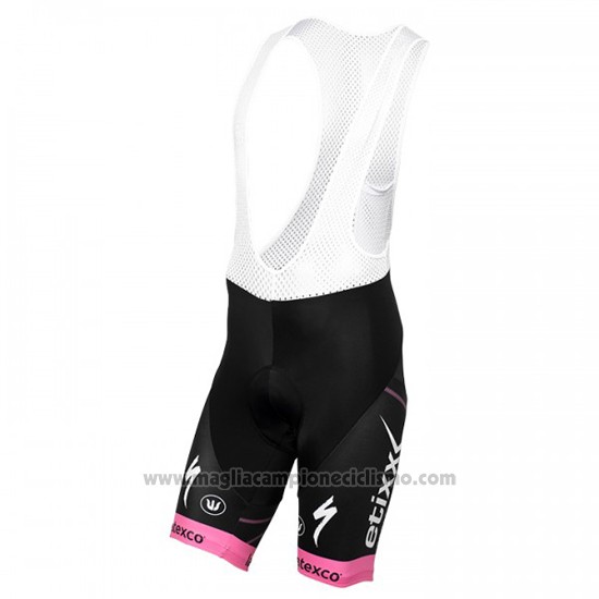 2016 Abbigliamento Ciclismo Etixx Quick Step Rosa e Nero Manica Corta e Salopette